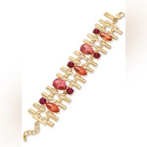 NWT I.N.C. International Concepts Gold-Tone Color Crystal & Stone Flex Bracelet